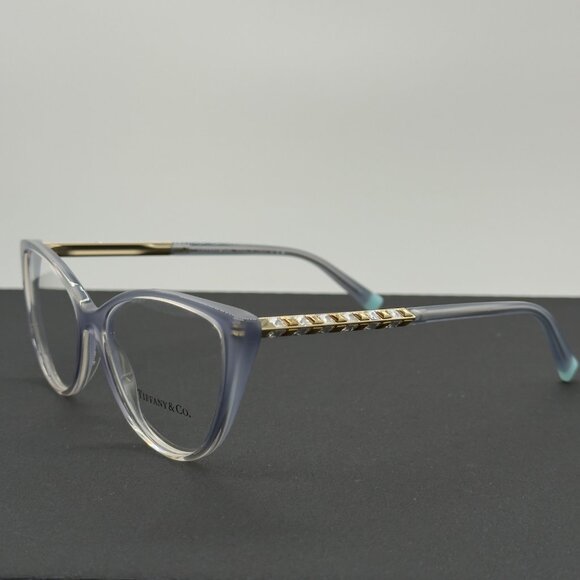 Tiffany & Co. Eyeglasses TF 2214-B 8298 Grey Blue Crystal Gold Frames Only READ - Picture 1 of 13